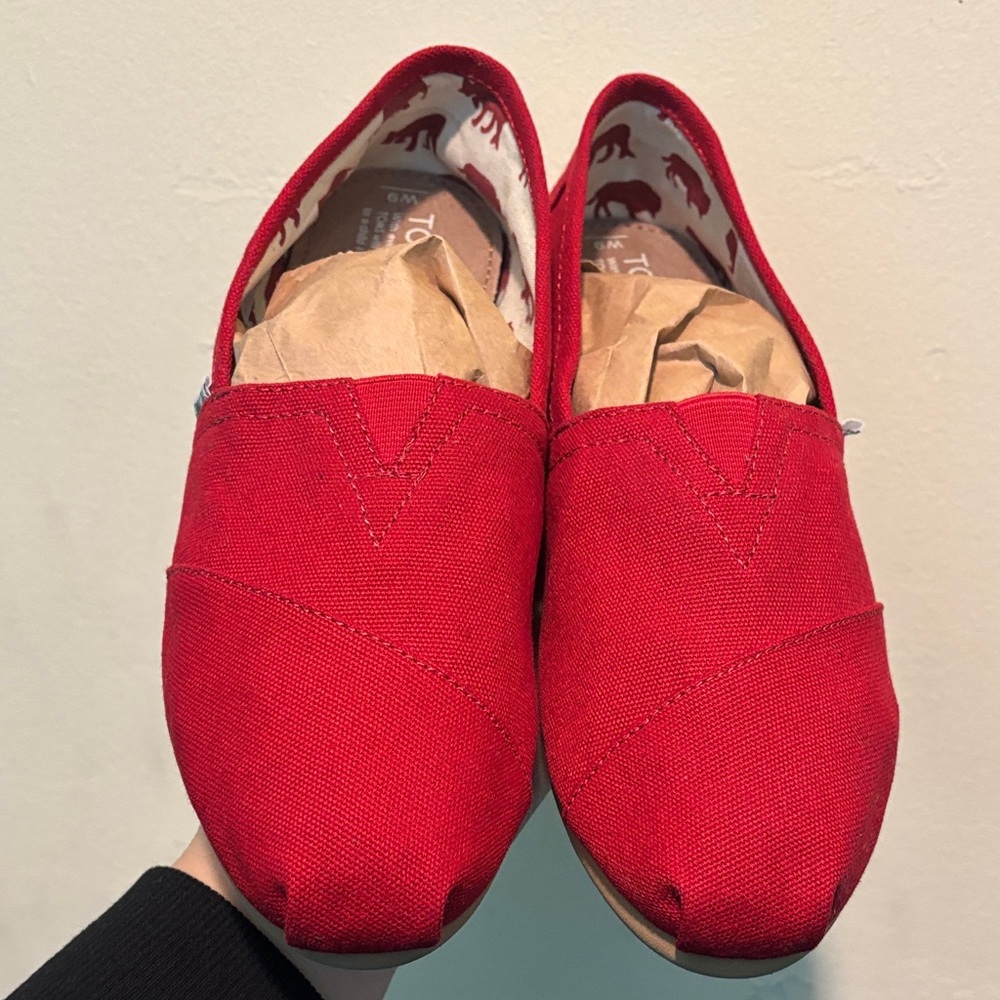 Toms Red Canvas Slip-On Shoes